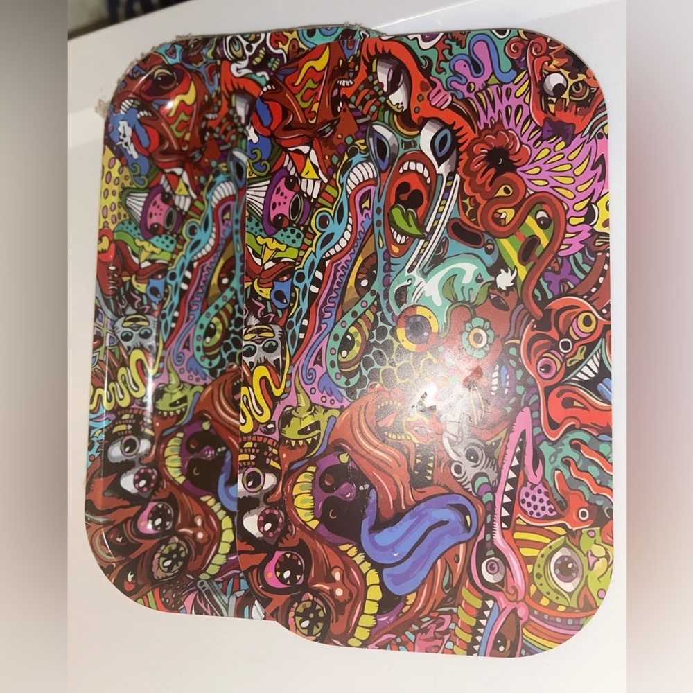 Metal Trays with PCV Soft Magnetic Lid Trippy Rolling Tray with Lid Home Storage - Picture 8 of 9